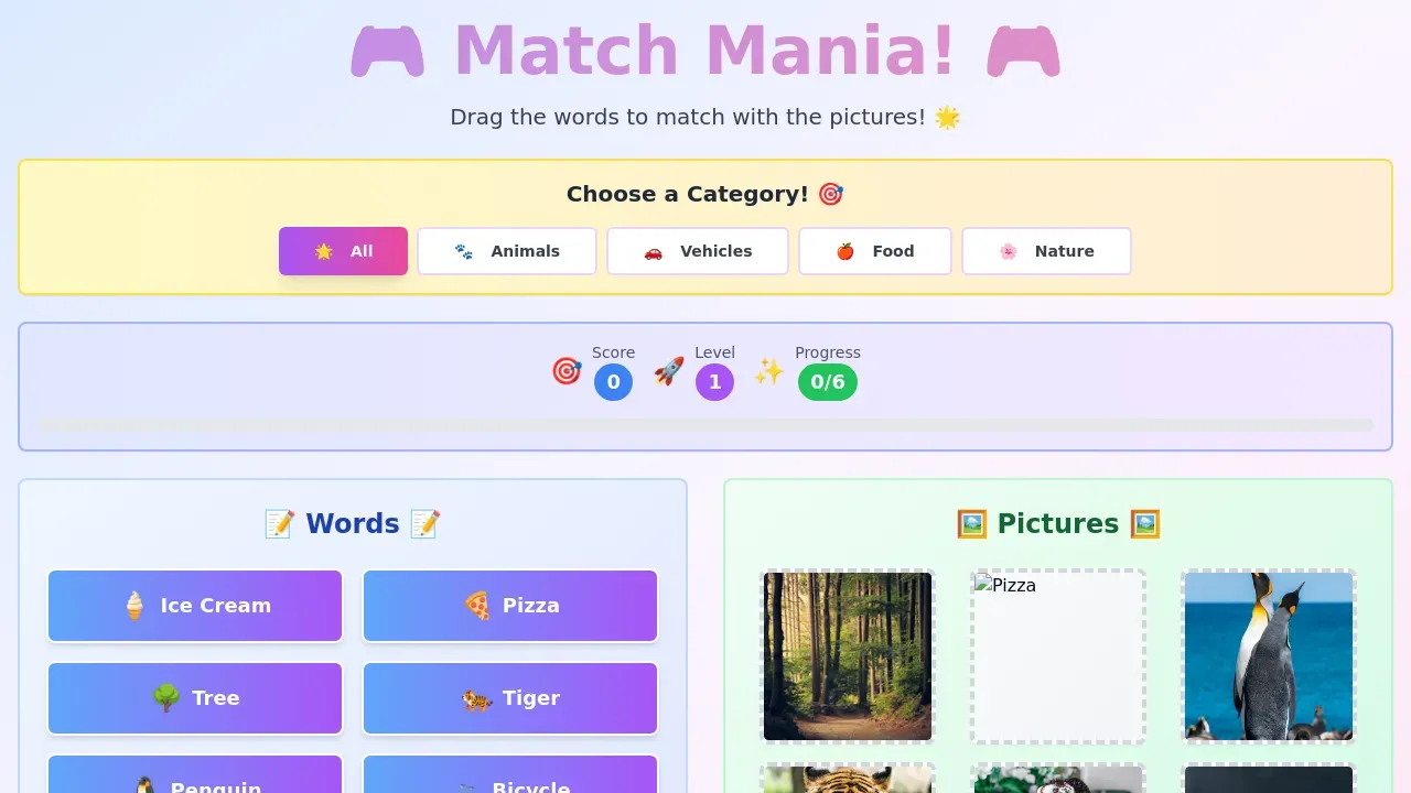 Kids Picture-Word Game