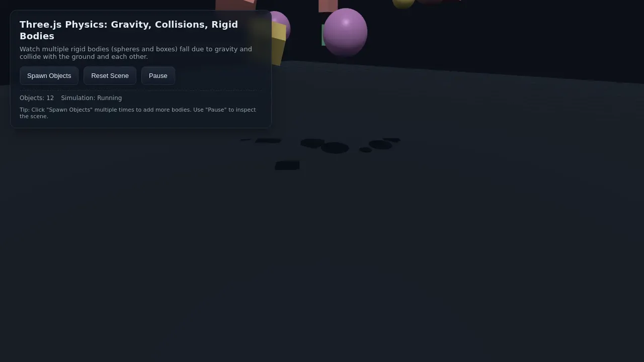 Three.js Physics Engine Scene