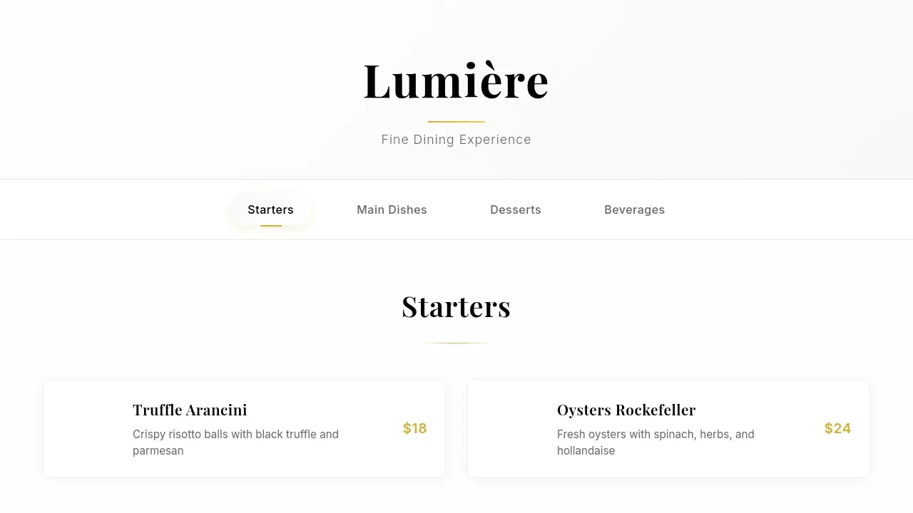 Luxurious Menu Catalog Design