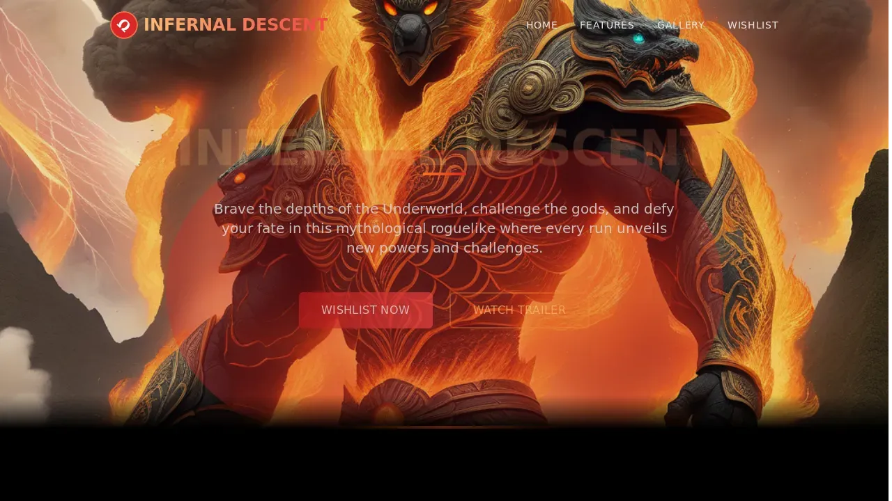 INFERNAL DESCET LandingPage